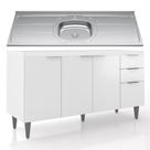 Balcão de Cozinha Com Pia Inox 150cm Pérola Z34 Branco - Mpozenato Balcão de Cozinha Com Pia Inox 150cm Pérola Z34 Branco - Mpozenato