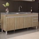 Balcão de Cozinha com Pia Inox 180cm Dallas Castanho - Lumil