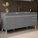Balcão de Cozinha com Pia Inox 180cm Dallas Cinza - Lumil