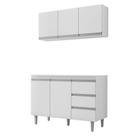 Balcão de Cozinha com Tampo 120 cm e Armário Aéreo Andréia Branco Brilho - AJL Balcão de Cozinha com Tampo 120 cm e Armário Aéreo Andréia Branco Brilho - AJL