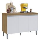 Balcão de Cozinha com Tampo 120cm 3 Portas Manu Amêndoa/Branco - AJL Móveis Balcão de Cozinha com Tampo 120cm 3 Portas Manu Amêndoa/Branco - AJL Móveis