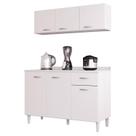 Balcão de Cozinha com Tampo e Armário Aéreo 120 cm Branco Brilho - Poquema