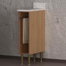Balcão De Cozinha Com Tampo E Porta Toalhas 20cm Multimóveis Cr20459 Freijó Mármore Branco