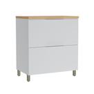 Balcão de Cozinha com Tampo Marquesa 100% MDF 1 Porta 1 Gaveta Branco e Nature