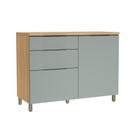 Balcão de Cozinha com Tampo Marquesa 100% MDF 1 Porta 3 Gavetas Verde e Nature