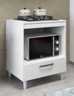 Balcão De Cozinha Compacta Móvel Fogão Cooktop 70x50x82,5cm Armário Pequeno Gaveta e Lugar para Forno Microondas Tampo S - Branco