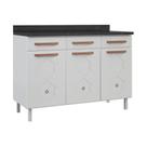 Balcão de Cozinha de Aço Triplo com Tampo Regina Multimóveis CR6125 Branco Balcão de Cozinha de Aço Triplo com Tampo Regina Multimóveis CR6125 Branco