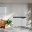 Balcão de Cozinha em Aço 3 Portas 1 Gaveta Branco Esmeralda Telasul Balcão de Cozinha em Aço 3 Portas 1 Gaveta Branco Esmeralda Telasul