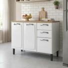 Balcão de Cozinha em Aço 3 Portas e 2 Gavetas 120cm sem Tampo New Premium Itatiaia Branco