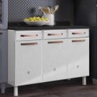 Balcão de Cozinha em Aço Triplo com Tampo 3 Portas 3 Gavetas Mirage New Branco Balcão de Cozinha em Aço Triplo com Tampo 3 Portas 3 Gavetas Mirage New Branco