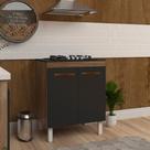 Balcão de Cozinha Fabi Para Fogão Cooktop 4 Bocas Móvel Armário Funcional Savana Preto Mobília Decor