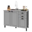 Balcão de Cozinha Firenze 120cm 3 Portas e 2 Gavetas sem Tampo - Indékes Balcão de Cozinha Firenze 120cm 3 Portas e 2 Gavetas sem Tampo - Indékes