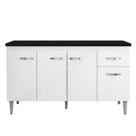 Balcão De Cozinha Gabriela Branco Flex Com Tampo 150 Cm Preto Fosco - Ajl