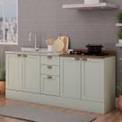 Balcão de Cozinha Iluminata 4 Portas 3 Gavetas 100% Mdf Mint/ébano - Genialflex