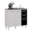 Balcão De Cozinha Isadora Branco Preto - Poquema