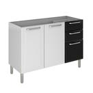 Balcão de Cozinha Itatiaia Tarsila 120cm em Aço Branco/Preto para Pia