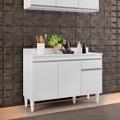 Balcão de Cozinha Lavanderia Com Tampo 01 Gaveta Vick Branco 120 Cm L06 - D'Rossi Balcão de Cozinha Lavanderia Com Tampo 01 Gaveta Vick Branco 120 Cm L06 - D'Rossi