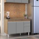 Balcão de Cozinha Lavanderia com Tampo 02 Gavetas Beth Castanho e Cinza 120 cm L06 - D'Rossi