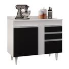 Balcão de Cozinha Lavanderia Com Tampo 02 Gavetas Bia Branco e Preto 100 Cm L06 - D'Rossi