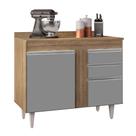 Balcão de Cozinha Lavanderia Com Tampo 02 Gavetas Bia Castanho e Cinza 100 Cm L06 - D'Rossi