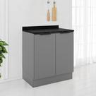 Balcão de Cozinha Lumina 800MM com Rodapé e Tampo 2 Portas Cinza Cinza