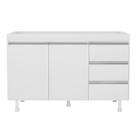 Balcão de Cozinha Lux Para Pia de 120cm 100%MDF Sem Tampo 02 Portas e 03 Gavetas Branco - Abmaza