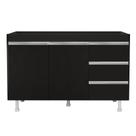 Balcão de Cozinha Lux Para Pia de 120cm 100%MDF Sem Tampo 02 Portas e 03 Gavetas Preto - Abmaza