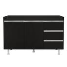 Balcão De Cozinha Lux Para Pia De 120cm 100%mdf Sem Tampo 02 Portas E 03 Gavetas Preto - Abmaza