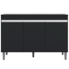 Balcão de Cozinha Manu 120cm Preto Com Tampo MDP AJL Móveis