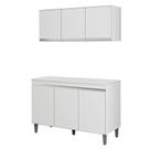 Balcão de Cozinha Manu com Tampo 120 cm e Armário Aéreo Andréia Branco Brilho - AJL Balcão de Cozinha Manu com Tampo 120 cm e Armário Aéreo Andréia Branco Brilho - AJL