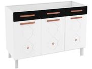 Balcão de Cozinha Mirage New Aço p/Pia 3 Portas e 2 Gavetas s/Tampo 120cm Branco/Preto - Telasul