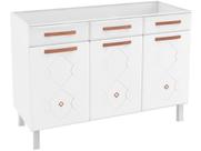 Balcão de Cozinha Mirage New Aço p/Pia 3 Portas e 2 Gavetas s/Tampo 120cm Branco - Telasul