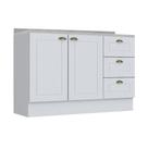 Balcão de Cozinha Modulado Americana 2 Portas e 3 Gavetas c/Tampo Branco - Henn