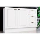 Balcão de Cozinha Modulado Americana 2 Portas e 3 Gavetas p/ Pia 120cm S/tampo Branco - Henn