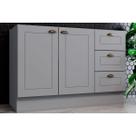 Balcão de Cozinha Modulado Americana 2 Portas e 3 Gavetas p/ Pia 120cm S/tampo Cinza - Henn