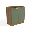 Balcão de Cozinha Modulado Botanic M623 c/ 2 Portas s/Tampo 80cm Nogueira/Verde Oliva - Kappesberg