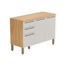 Balcão de Cozinha Modulado Nápoli Prime 3 Portas e 2 Gavetas c/ Tampo 120cm Amendoa/Off White - Ronipa