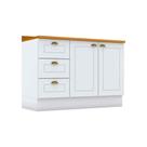 Balcão de Cozinha Modulado p/ Pia c/ Tampo Americana c/ 2 Portas e 3 Gavetas 120cm Branco - Henn
