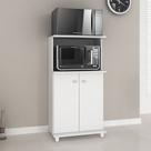 Balcão de Cozinha Multiuso para Forno e Micro-Ondas com 2 Portas e 1 Nicho MDP Branco Tecnomobili