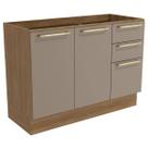 Balcão de Cozinha para Pia 120 Cm 2 Portas 3 Gavetas Nogueira/Fendi Fosco - Kappesberg