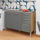 Balcão de Cozinha para Pia 120 Cm Mad Versalhes 3 Portas 2 Gavetas Freijó/Gris - Kits Paraná
