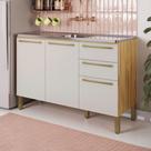 Balcão de Cozinha para Pia 120 Cm Napoli 3 Portas 2 Gavetas 100% Mdf Amêndoa/Off White - Rio Doce
