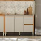 Balcão De Cozinha Para Pia 120 cm Sem Tampo Nature Off White Miranda Shop JM