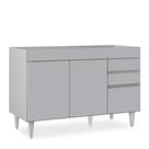 Balcão de Cozinha Para Pia 120cm 3 Portas Sem Tampo Michigan Cinza Claro - Lumil Balcão de Cozinha Para Pia 120cm 3 Portas Sem Tampo Michigan Cinza Claro - Lumil