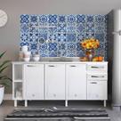 Balcão de Cozinha para Pia 180 Cm Star New 4 Portas 2 Gavetas Branco - Telasul
