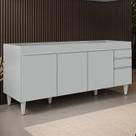 Balcão de Cozinha Para Pia 180cm 4 Portas Sem Tampo Dallas Cinza Claro - Lumil Balcão de Cozinha Para Pia 180cm 4 Portas Sem Tampo Dallas Cinza Claro - Lumil