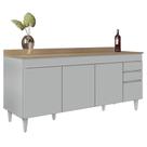 Balcão de Cozinha Para Pia 180cm com Tampo 4 Portas Dallas Cinza Claro/Castanho - Lumil Balcão de Cozinha Para Pia 180cm com Tampo 4 Portas Dallas Cinza Claro/Castanho - Lumil
