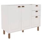 Balcão de Cozinha para Pia 2 Portas 3 Gavetas Branco Fosco 1532 - Genialflex