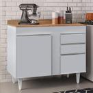 Balcão de Cozinha para Pia com Tampo 100cm Luziania Cinza Claro/Castanho - Lumil Balcão de Cozinha para Pia com Tampo 100cm Luziania Cinza Claro/Castanho - Lumil