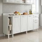 Balcão de Cozinha para Pia em Aço 4 Portas 2 Gavetas com Nichos 180cm Star New Branco